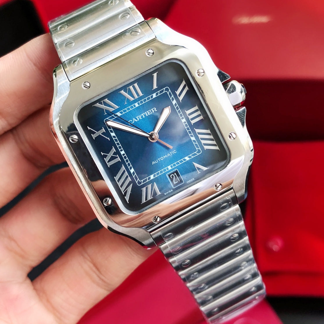Cartier Santos Large Automatic Blue Dial