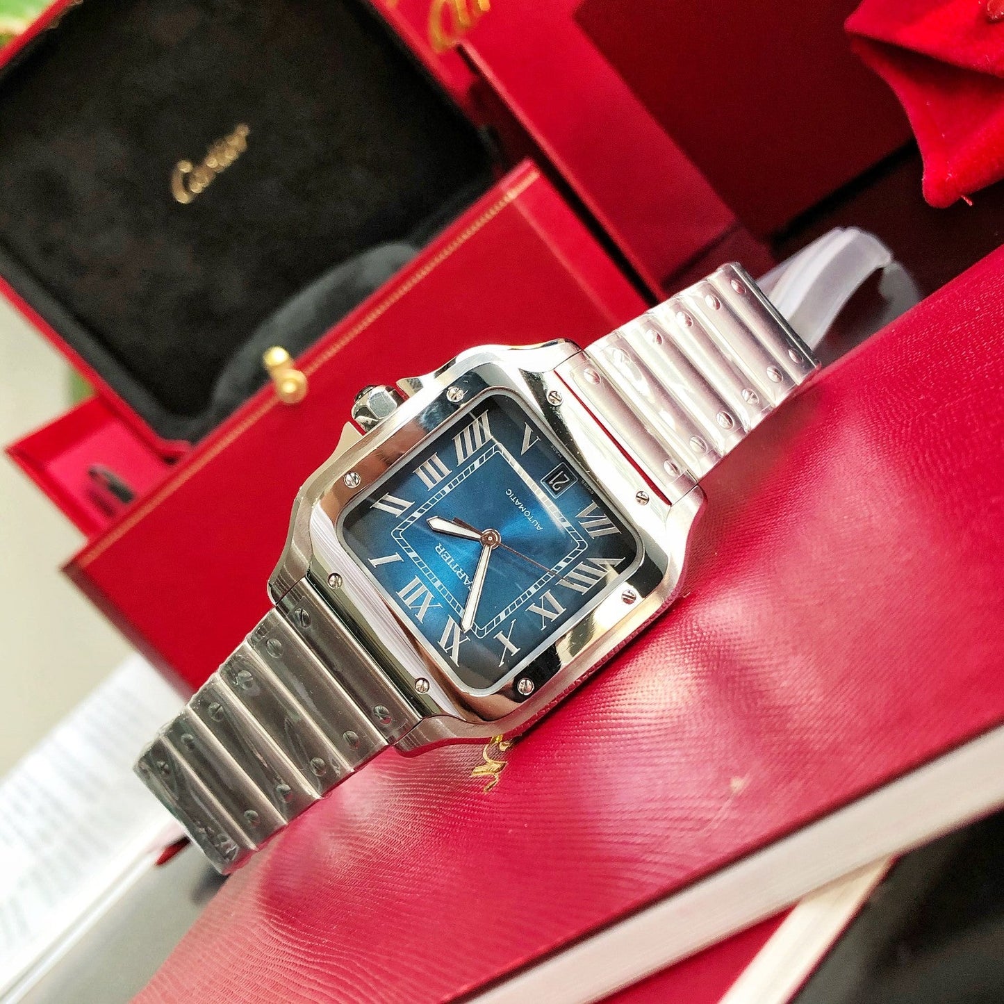 Cartier Santos Large Automatic Blue Dial